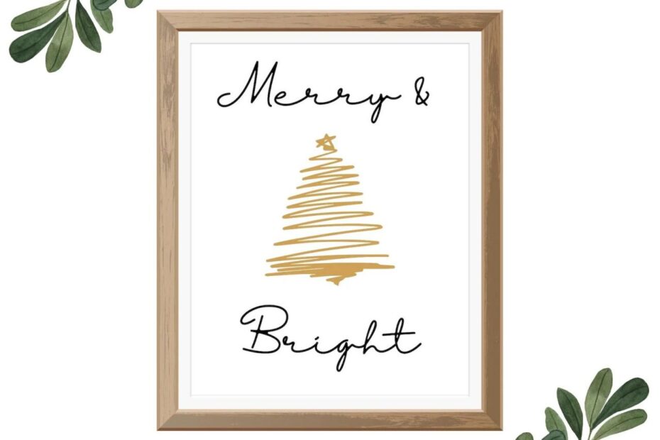 merry and bright christmas decor Merry and Bright Wall Art Christmas Tree Holiday Decor Etsy