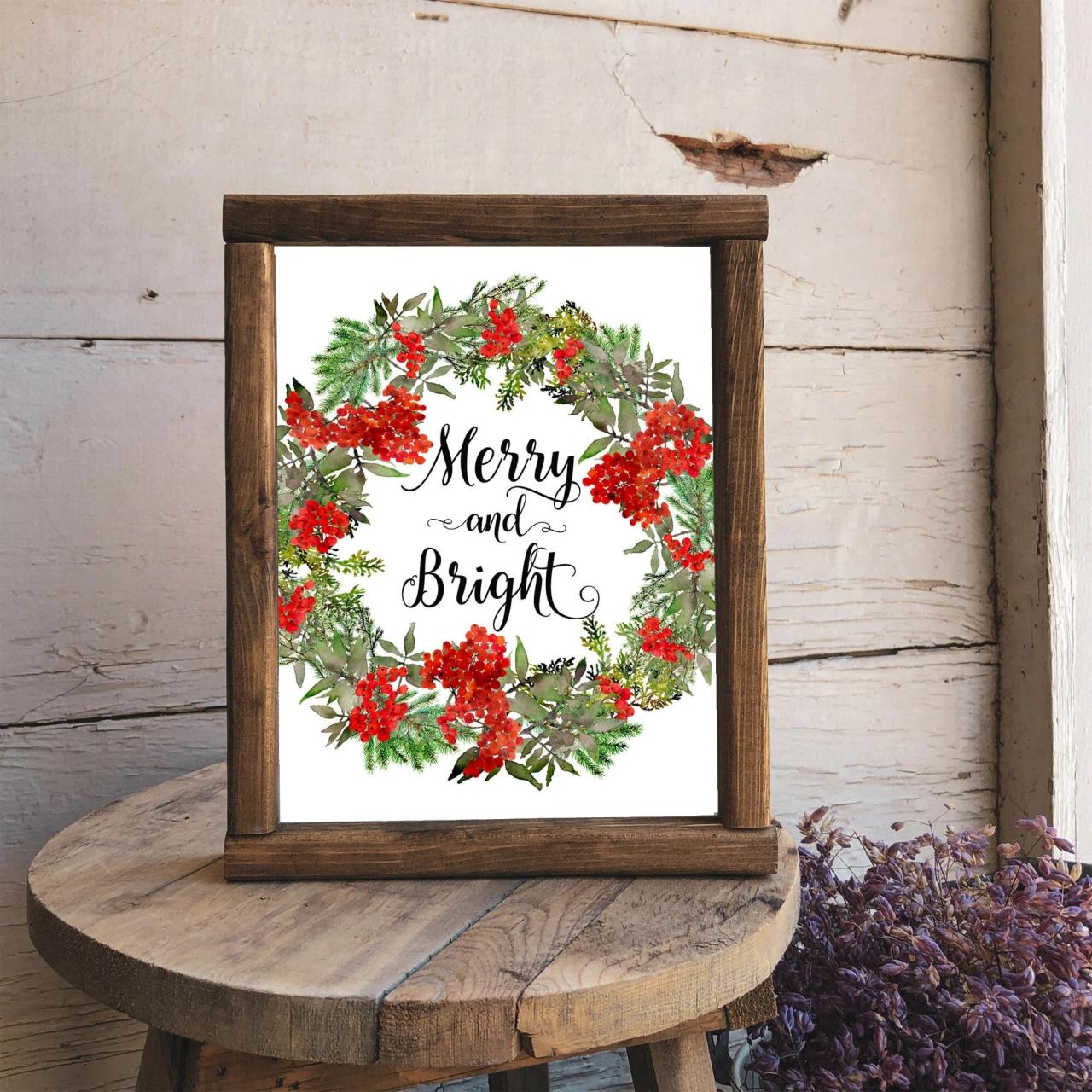 merry and bright christmas decor Merry and Bright Printable Christmas Decor Holiday Wall Art Etsy