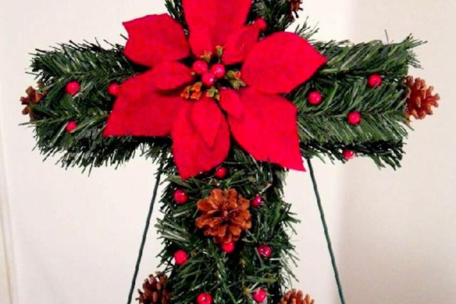 christmas decor for cemetery Christmas Gravesite Memorial Cross Cemetery Flowers Etsy