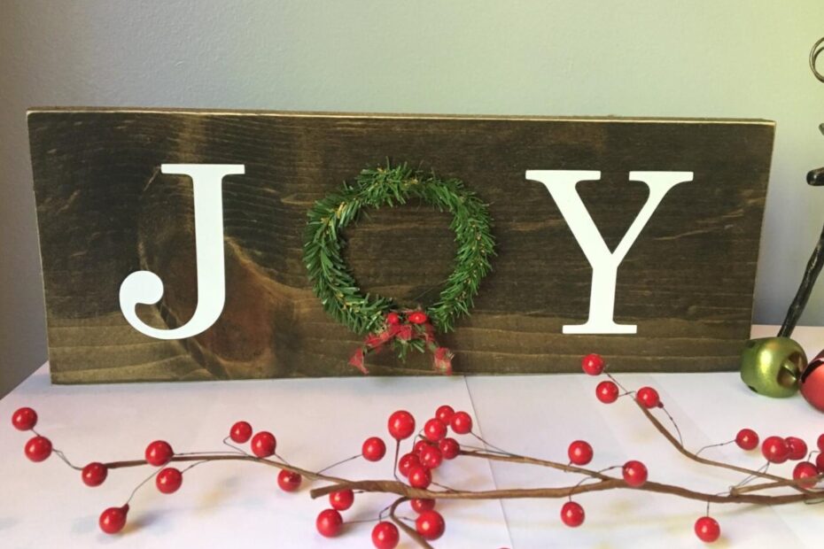 joy sign christmas decor Joy sign wooden sign Christmas decor wreath rustic sign Etsy