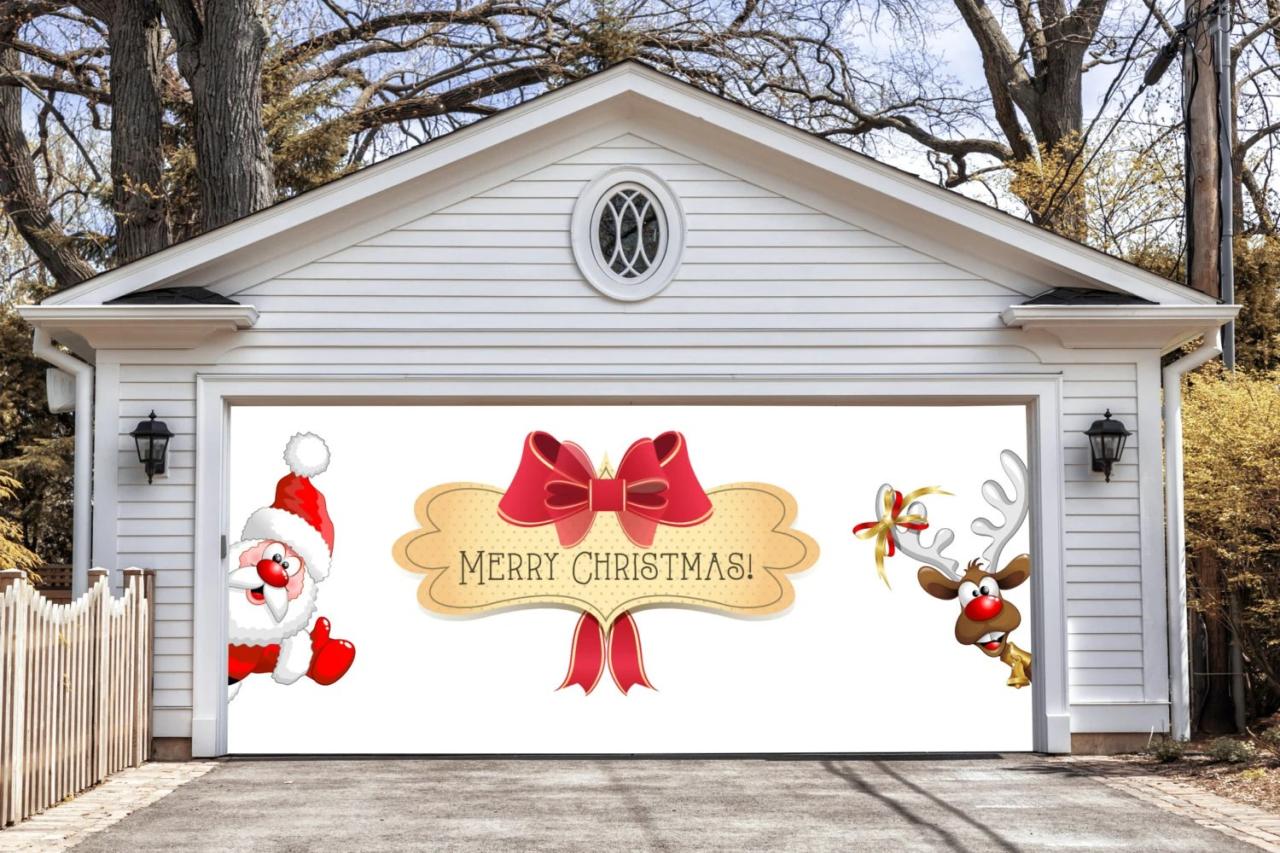 christmas decor garage door Merry Christmas Garage Door Covers 3D Banners by DecalHouse