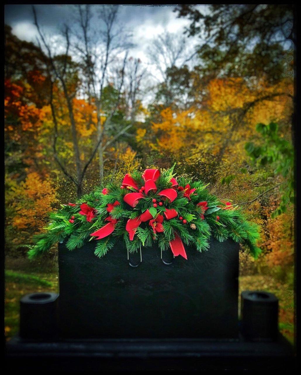 christmas decor for gravesite Christmas Cemetery Flowers Winter Grave Decoration Headstone Etsy