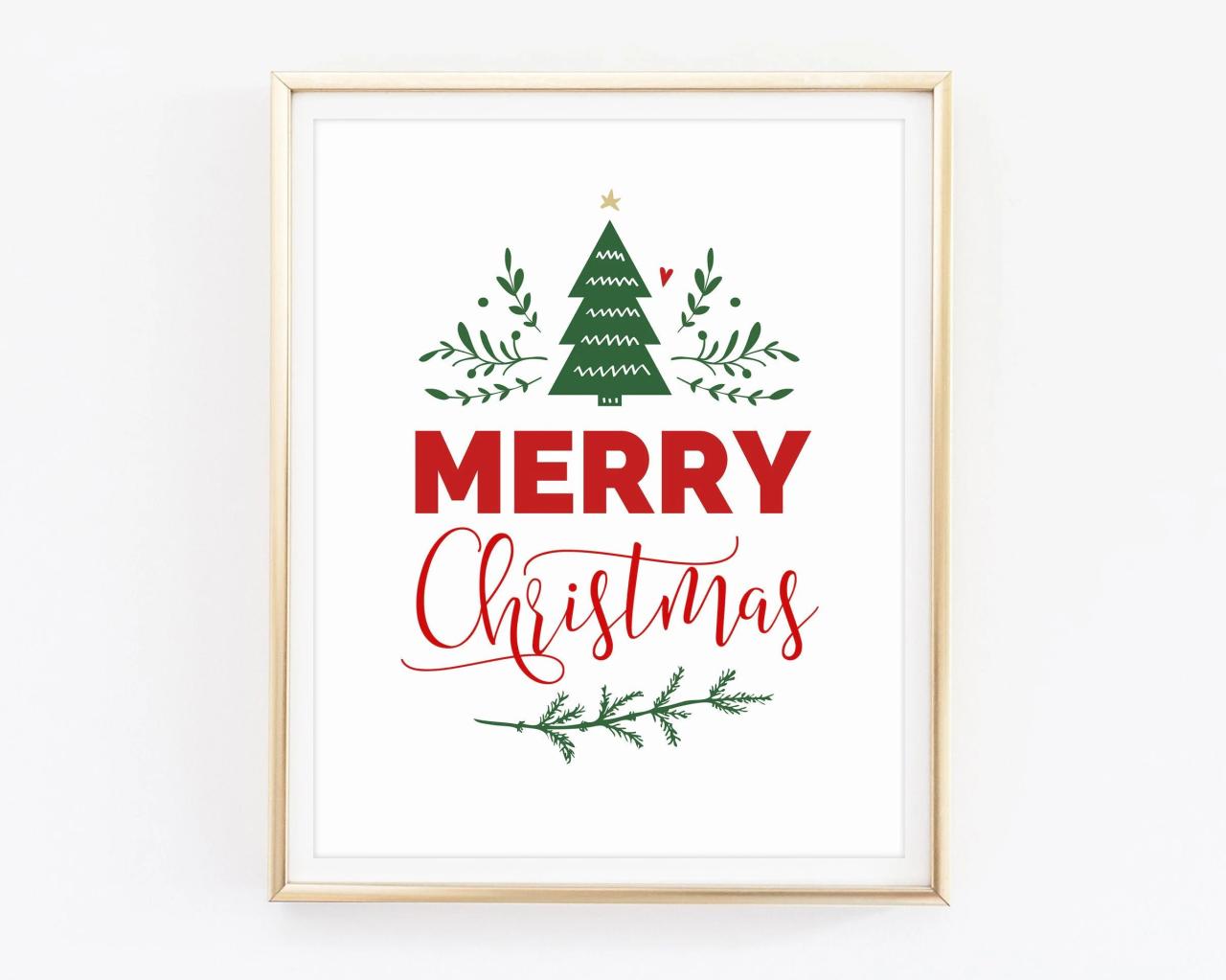 merry christmas wall decor Merry Christmas Printable Wall Art Christmas Decor Holiday Etsy