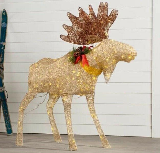 christmas outdoor decorations moose Lighted Woodland Golden Moose Sculpture Outdoor Christmas Decor