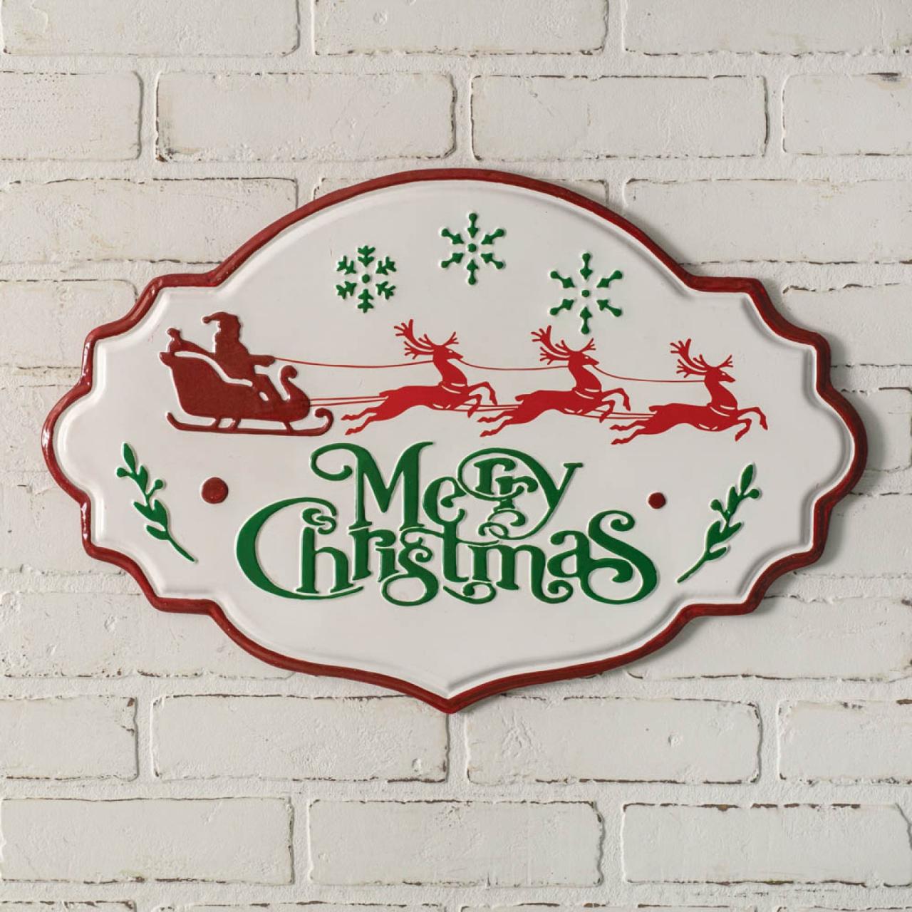 christmas home decor signs Merry Christmas Metal Wall Sign Farmhouse Christmas Décor