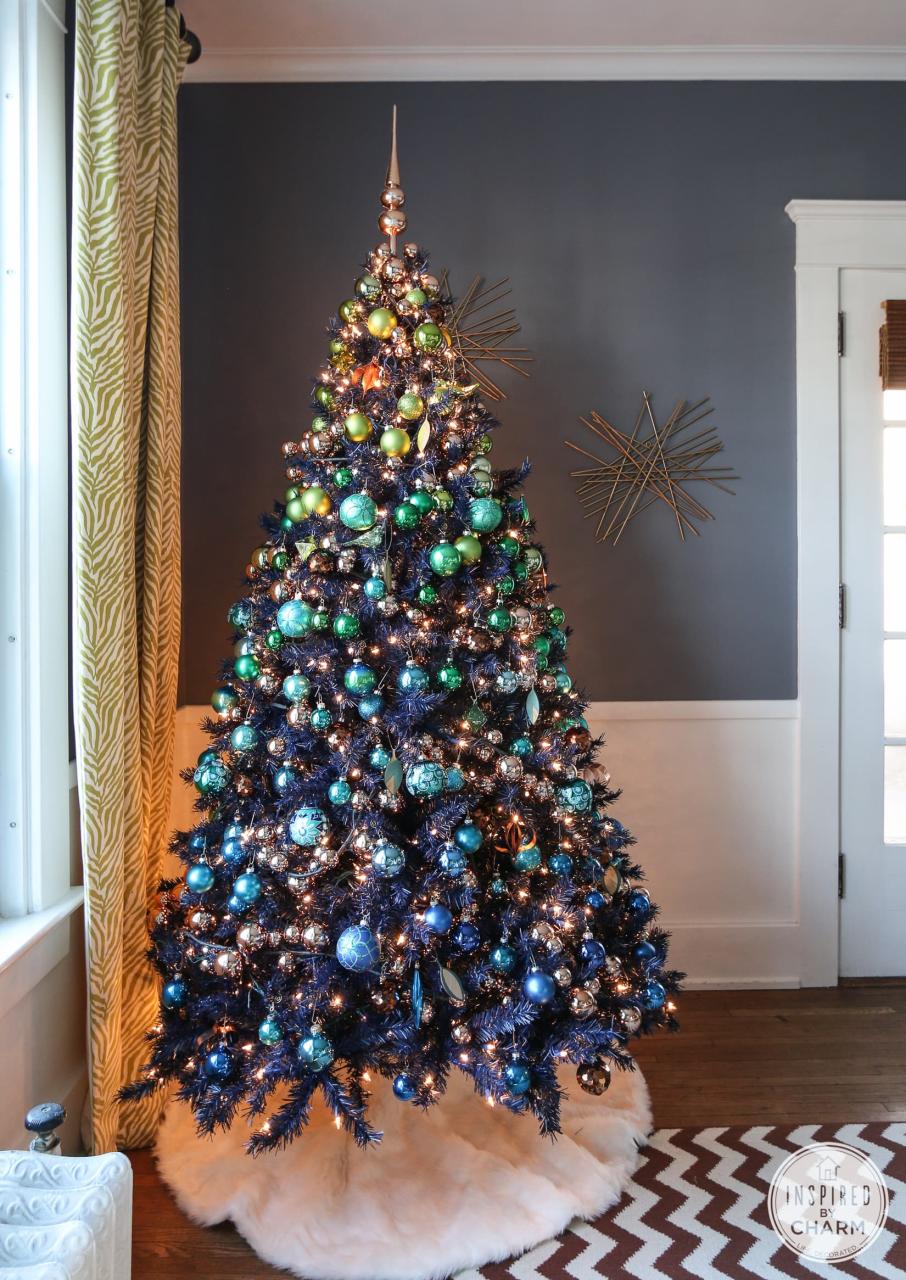 blue and red christmas tree decor Navy Blue Christmas Tree blue and green Christmas tree decorations