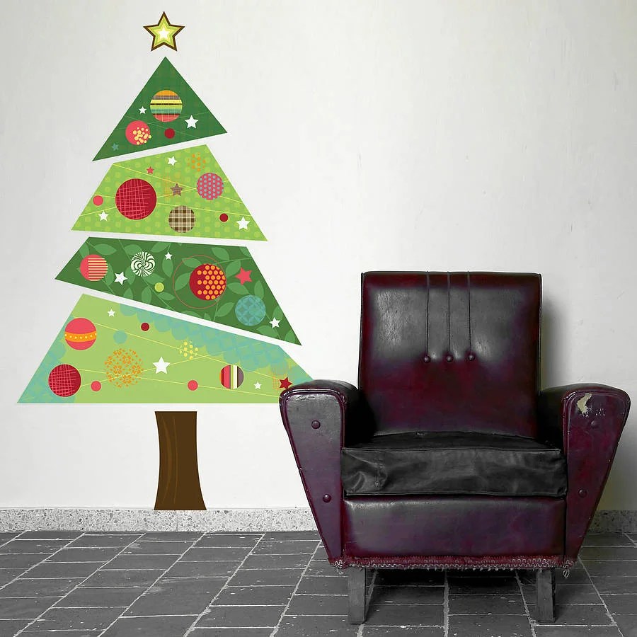 wall christmas tree decor 30 Amazing Wall Christmas Decoration ideas