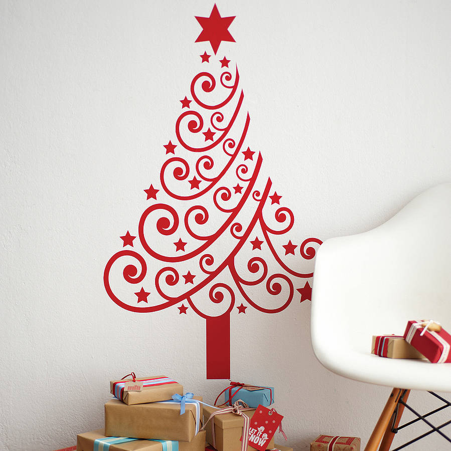 christmas sticker wall decor christmas tree wall sticker by spin collective