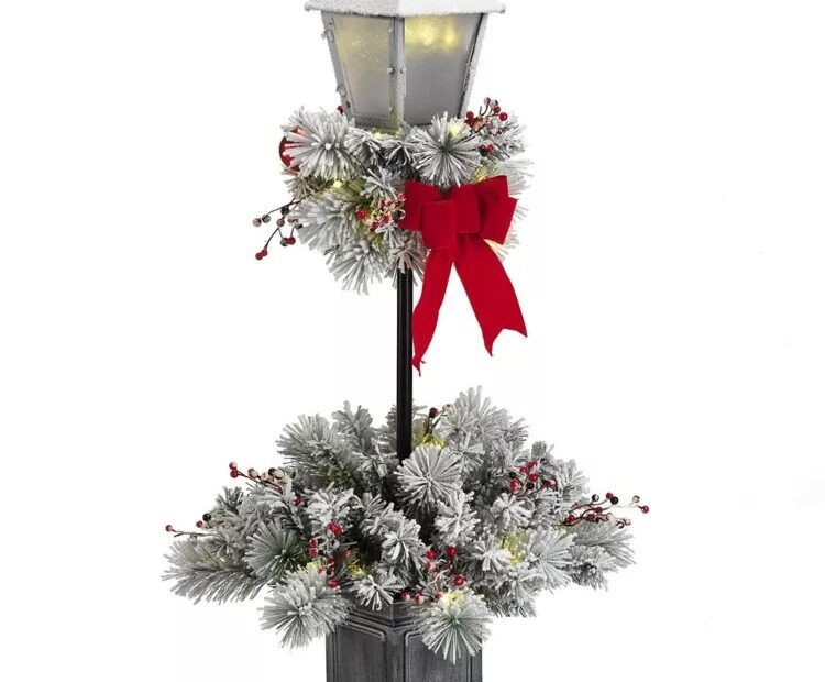 christmas decor for lamp post Home Accents 4 ft. 50 Warm White LEDLit Lamp Post Christmas Tree The Home Depot Canada