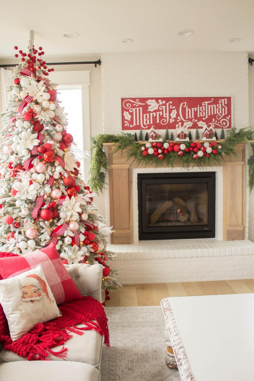 white decor for christmas Red and White Christmas Décor Handmade Farmhouse