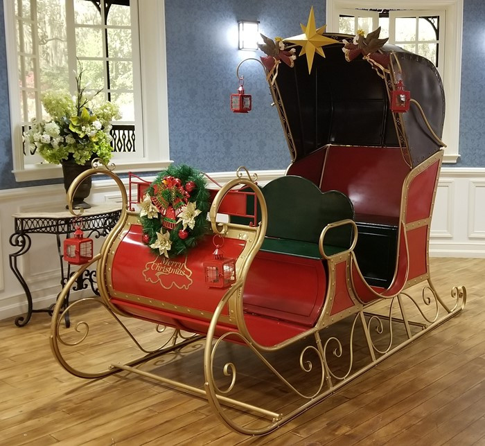 life size christmas decor Tis Your Season LifeSize Christmas Victorian Santa Sleigh Iron Commercial Christmas Decoration