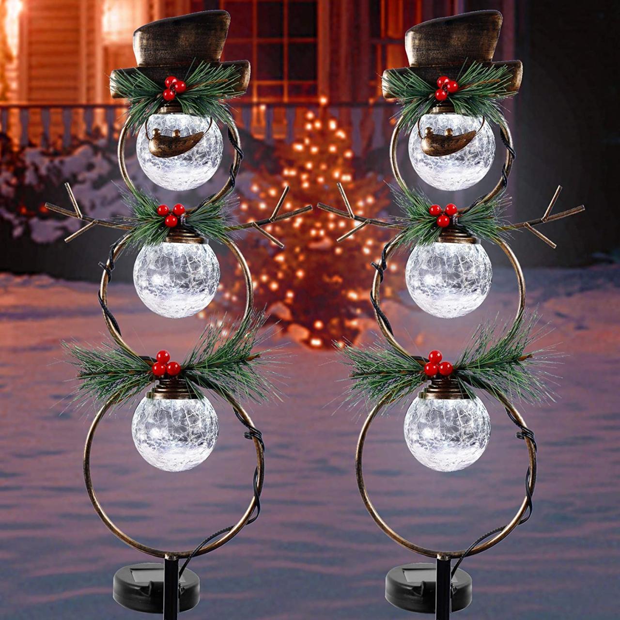 solar outdoor christmas decor GUOOU Solar Christmas Yard Decorations, Outdoor LED Solar Powered Glass Ball Lights, Xmas