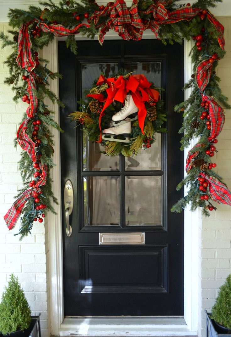 christmas decor at front door 38 Stunning Christmas Front Door Décor Ideas DigsDigs