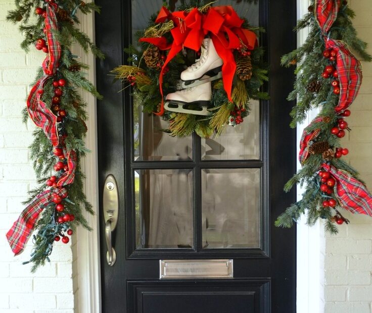 christmas decor for front doors 38 Stunning Christmas Front Door Décor Ideas DigsDigs