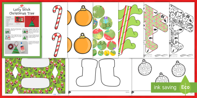 christmas decoration ideas ks1 KS1 Christmas Tree Display Decorations To Colour