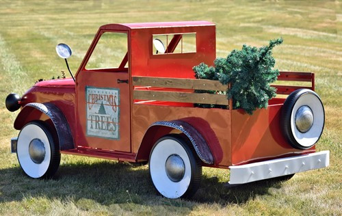 christmas pick up truck decor Tis Your Season Large Antique Red Christmas Pick Up Truck with