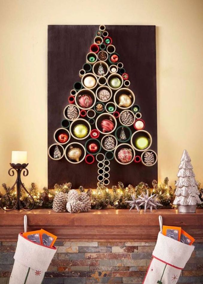 wall christmas tree decor 33 Economical and Stylish Wall Christmas Tree Ideas