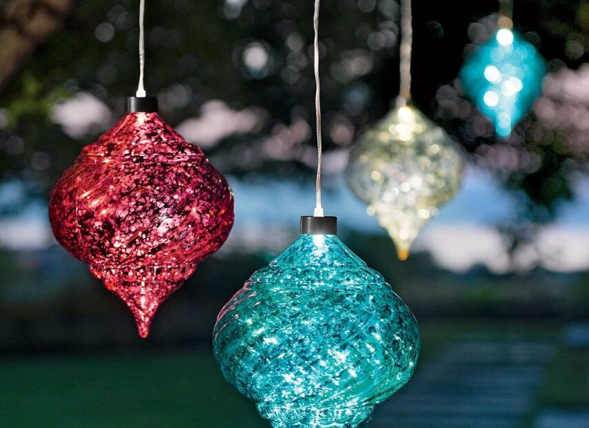 christmas ornament outdoor lights Large Outdoor Christmas Ornaments Hanging Onion Solar Ornament