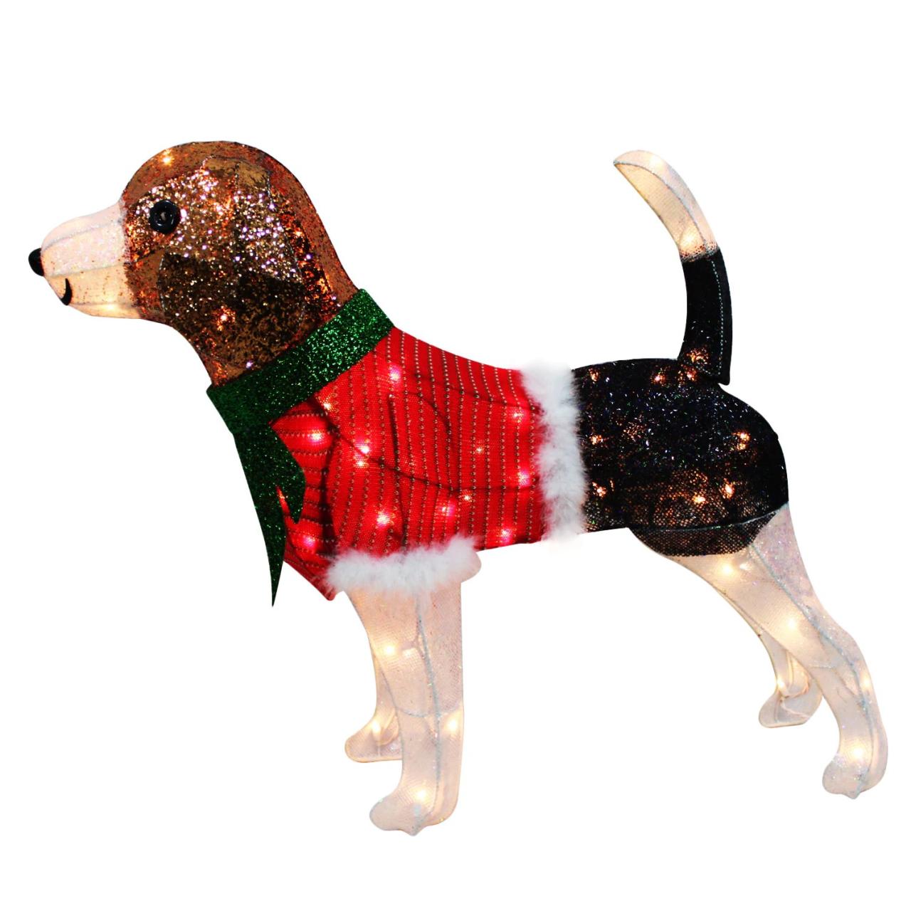 lowes dog christmas decor Holiday Living Dog Sculpture with White Incandescent Lights in the