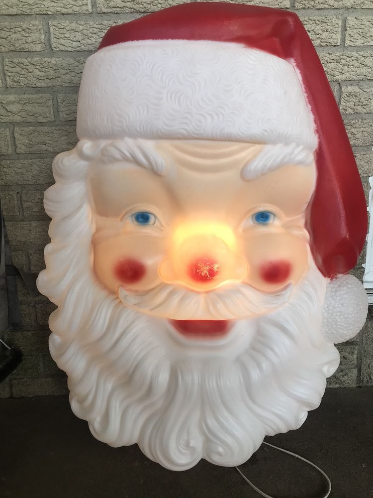 vintage outdoor christmas decorations blow mold Vintage Empire Santa Blow Mold Light Up Face 36” Outdoor Plastic