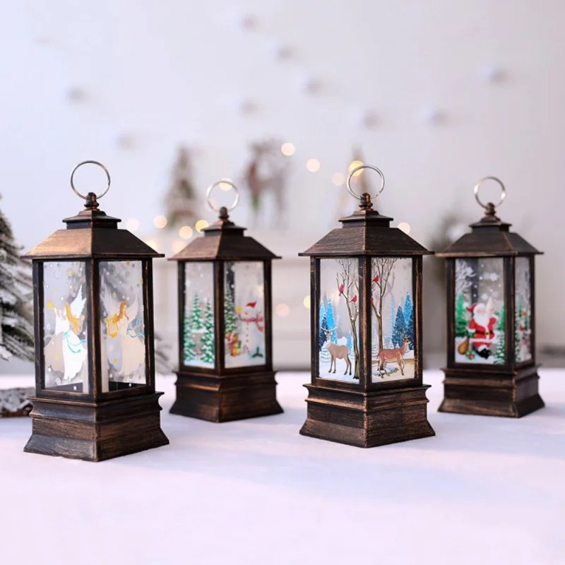 battery christmas decorations indoor Rustic Christmas Decor Lantern Battery Operated LED Candle Lamp