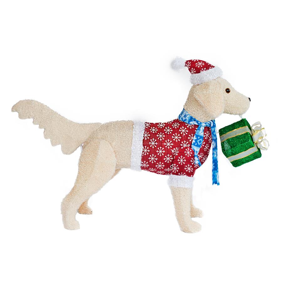 lowes dog christmas decor 2.62in Dog Sculpture with White Incandescent Lights in the Outdoor