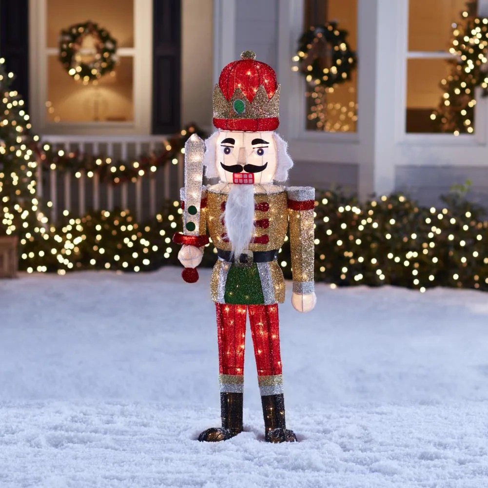 lowes christmas decor 2024 Holiday Living 52in Nutcracker Sculpture with Clear Incandescent