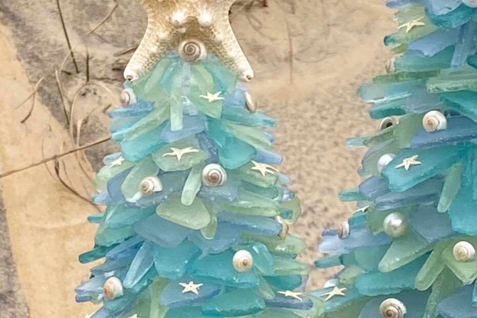 coastal christmas table decor Sea Glass Coastal Christmas Tree (small) by ObxShesellsseashells on