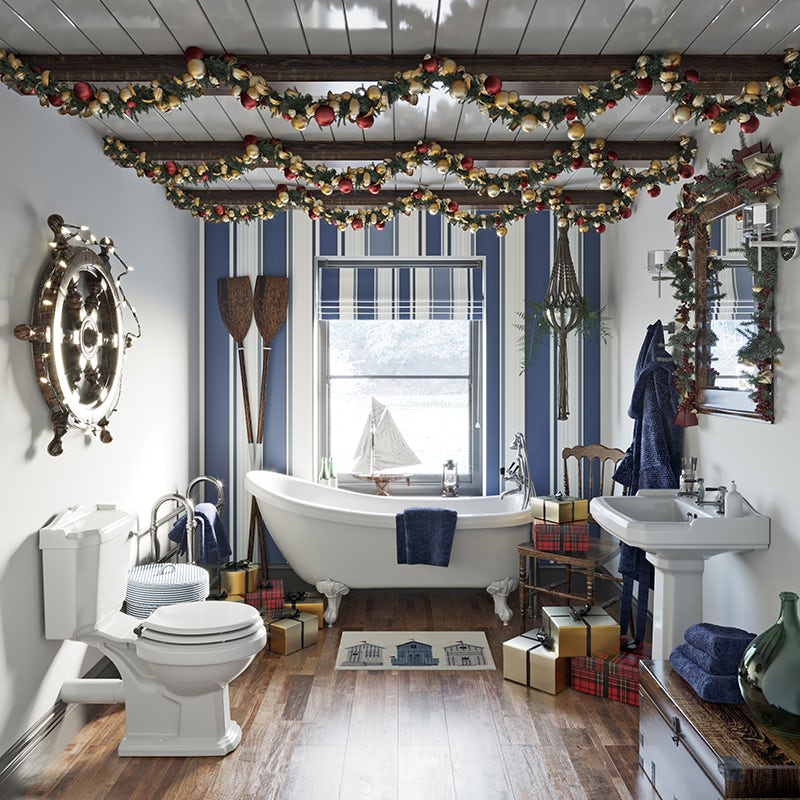 coastal christmas bathroom decor Festive Christmas cloakroom bathroom ideas