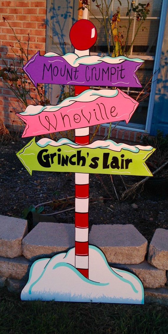 grinch christmas decorations outdoor uk Grinch yard art.whoville yard artwhoville sign by PlayfulYardArt