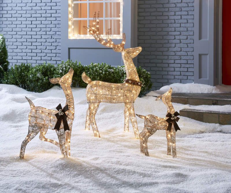 christmas decorations outdoor big lots LightUp Outdoor Christmas Deer Set, 2Piece, Champagne Big Lots