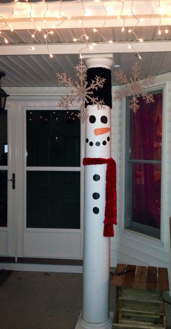 indoor pillar christmas decorations Turn your front porch pillars in to Snow Men !! Beautiful christmas