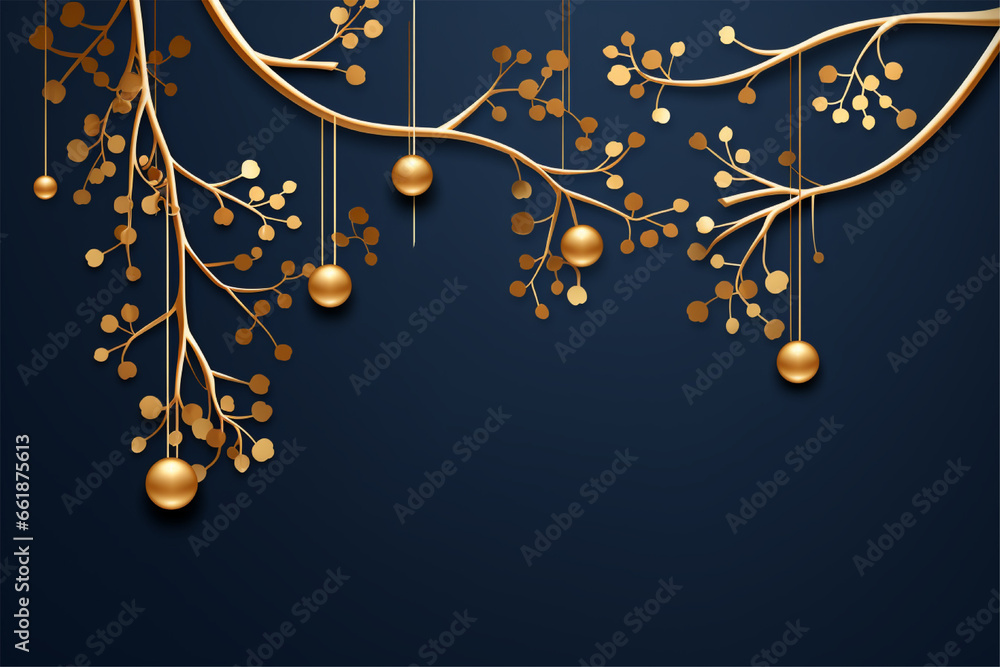 christmas decor 2024 images merry christmas wallpaper 2024 with golden decorations and branches on