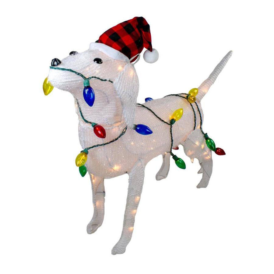 lowes dog christmas decor Northlight 34in White Lighted 3D Standing Dog Christmas Outdoor