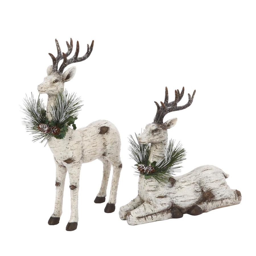 christmas reindeer tabletop decor Gerson International Assorted Set of 2 PolyResin Reindeer TableTop