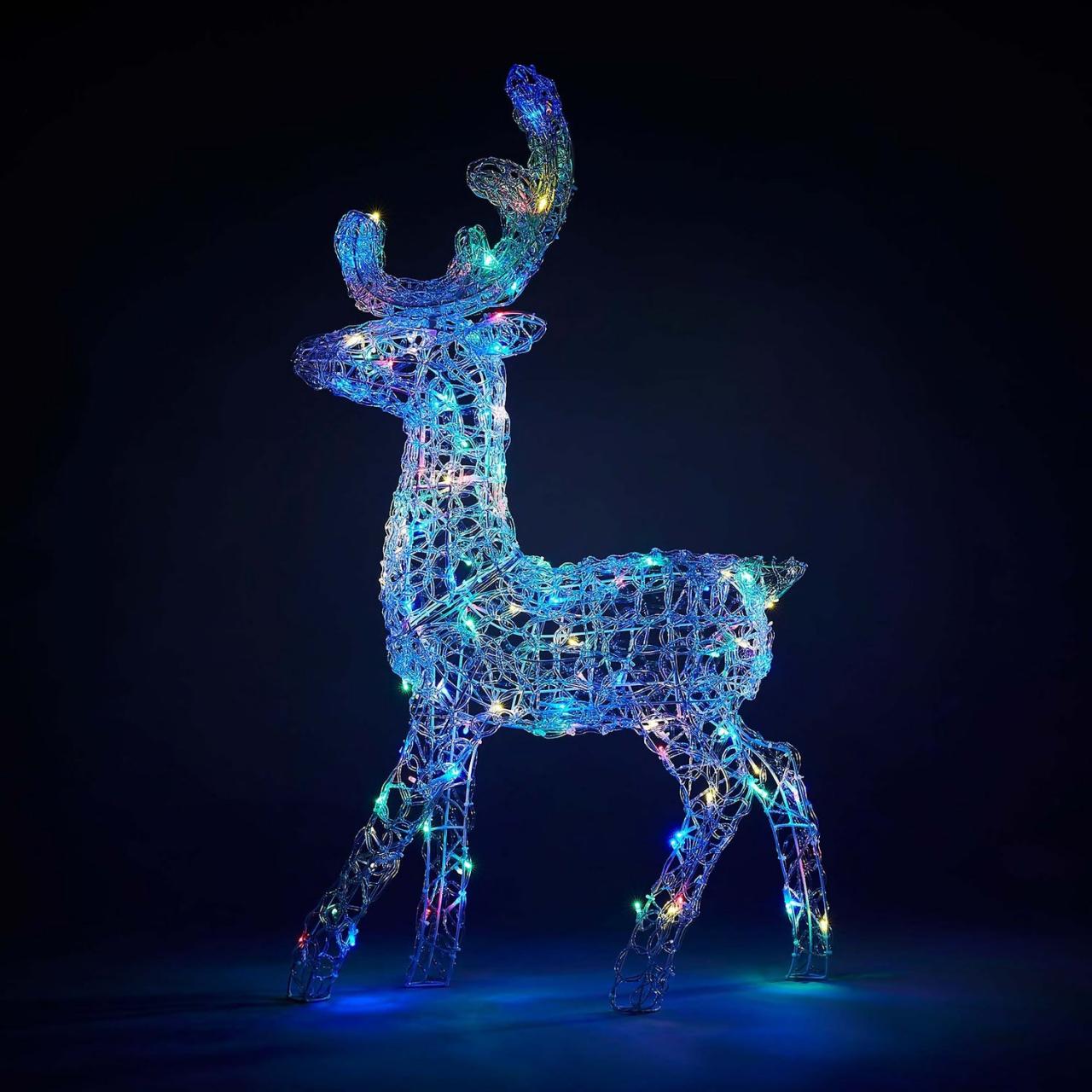 christmas outdoor decorations homebase Acrylic LED Deer Multicolour 3D Outdoor Christmas Light Decoration