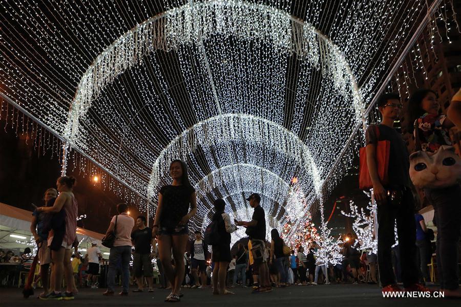 christmas decor quezon city Lights, Christmas decorations seen in Quezon City Xinhua English