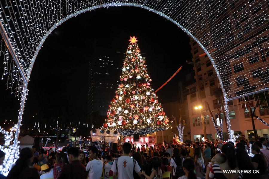 christmas decor quezon city Lights, Christmas decorations seen in Quezon City Xinhua English