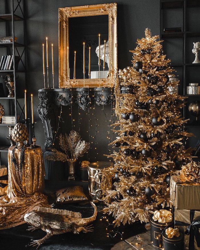 black white and gold christmas decor 76 Exquisite Black And Gold Christmas Decor Ideas Shelterness