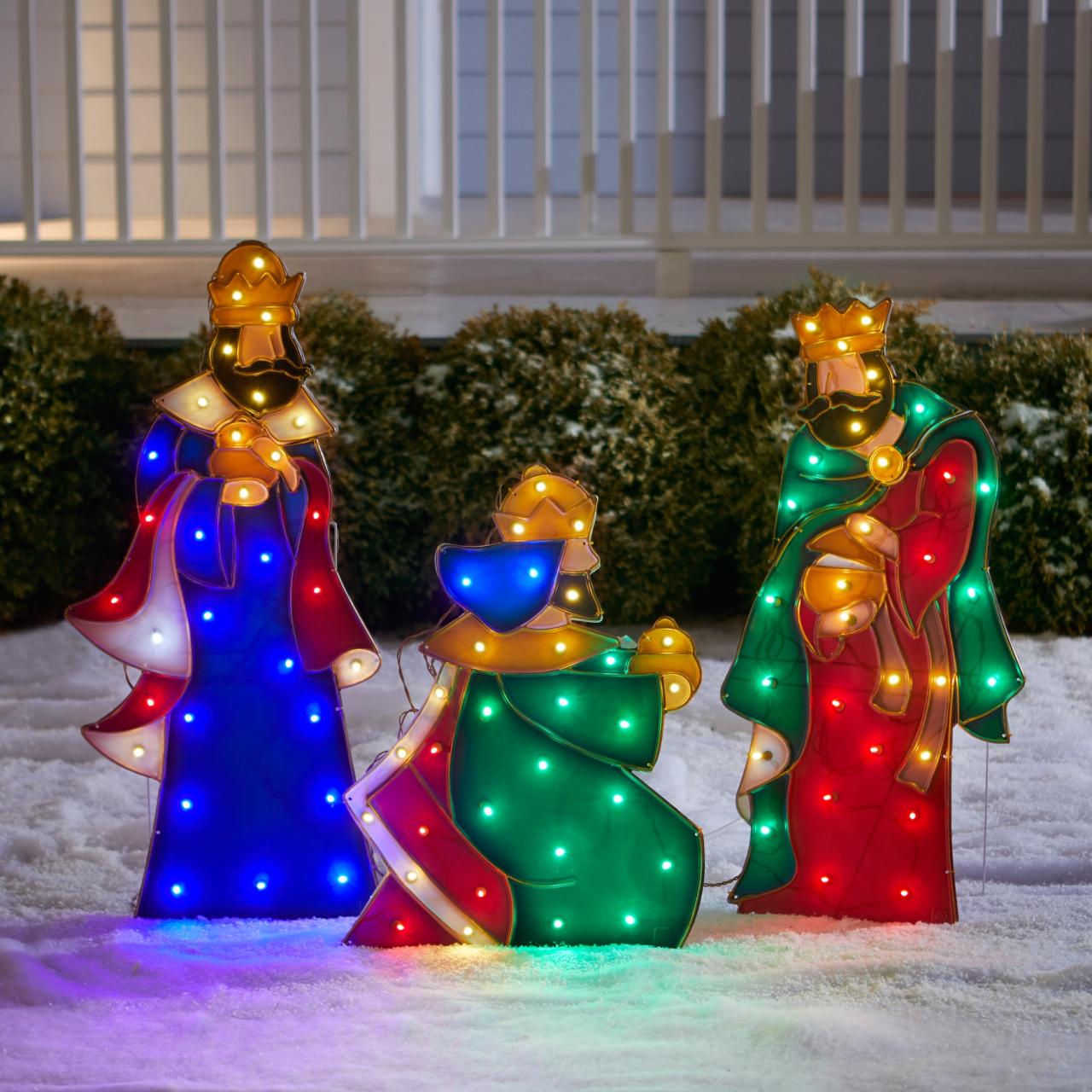 religious christmas decorations outdoor Set of 3 Wise Men Yard Decor Plus Size Outdoor Christmas Lighted