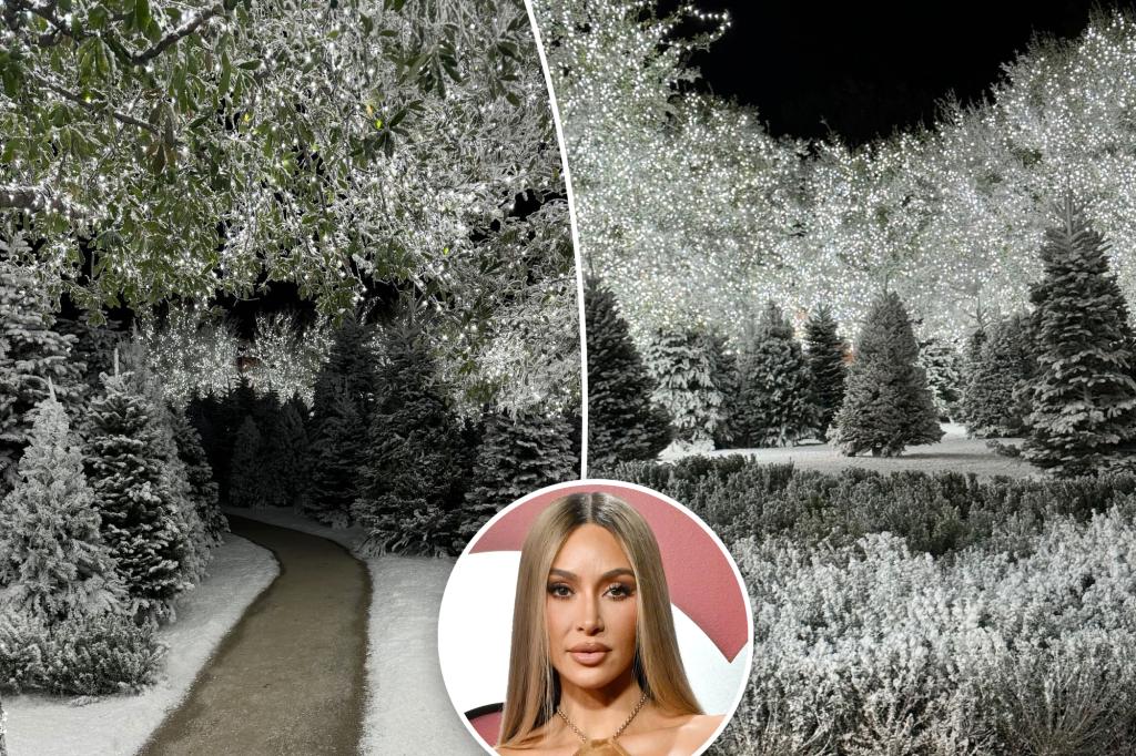 kim kardashian christmas decorations outdoor 2024 Kim Kardashian transforms LA backyard into winter wonderland ‘Snow