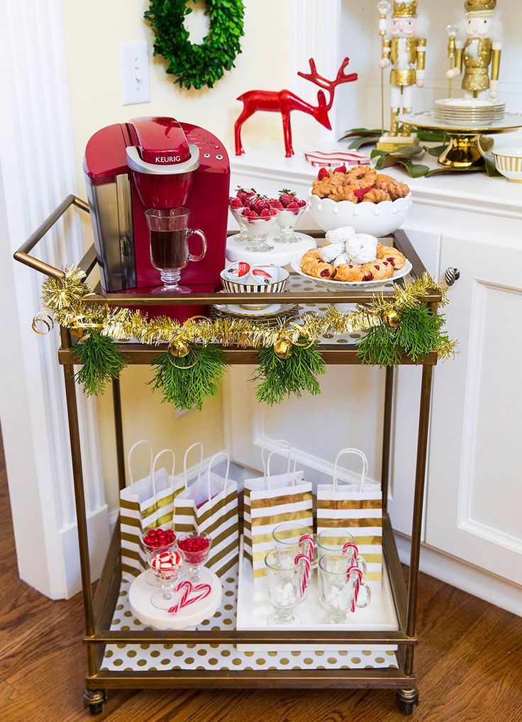 christmas bar cart decor BlogpostStep4 … Bar cart decor, Christmas bar cart, Holiday bar cart