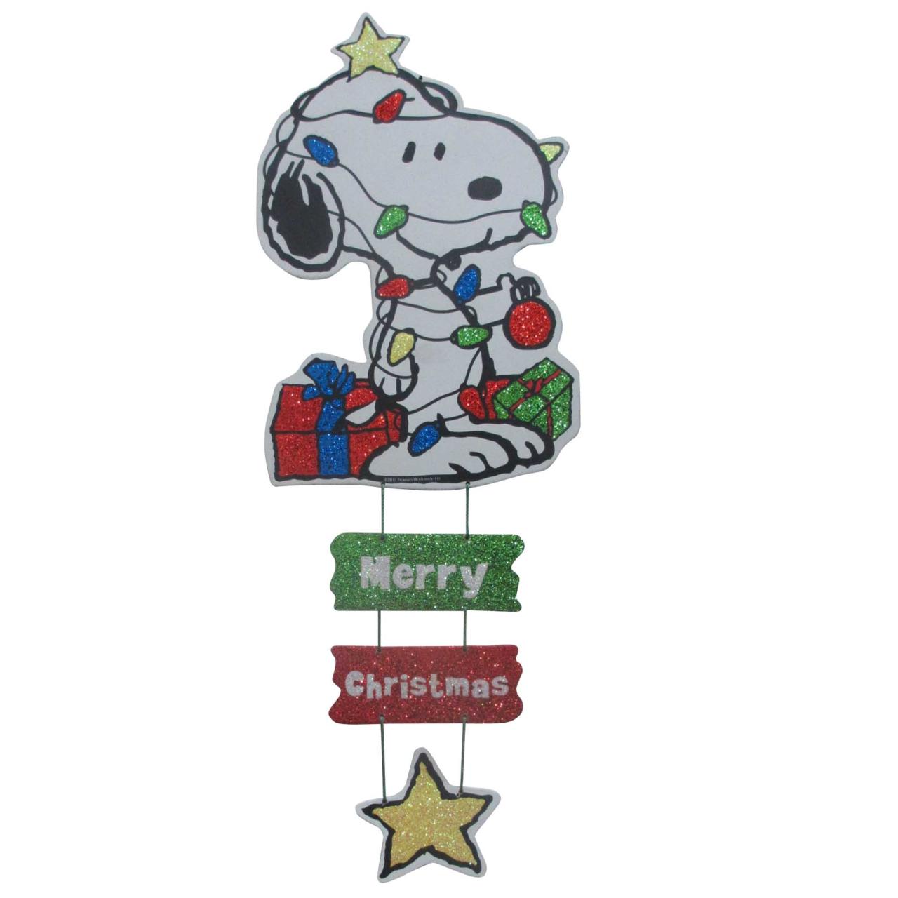 snoopy christmas decorations indoor 20in Snoopy Wrapped In Light Christmas Wall Hanging Christmas