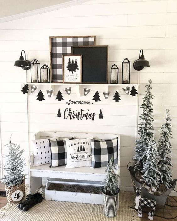 black and white buffalo check christmas decor 25 Cozy Buffalo Check Christmas Decor Ideas DigsDigs