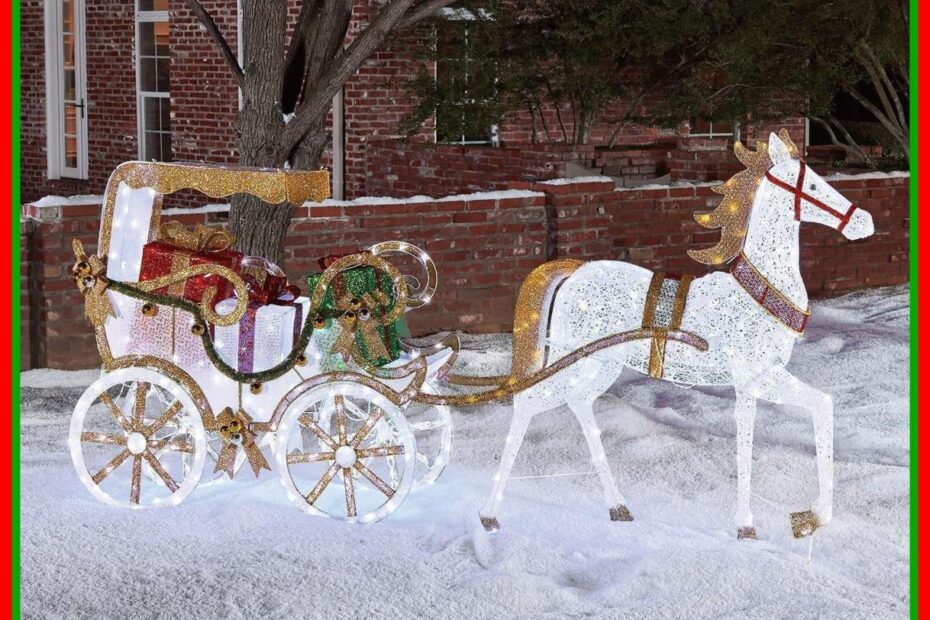 xmas outdoor decorations on sale PreLit Lighted Christmas Horse Carriage Holiday Outdoor Yard