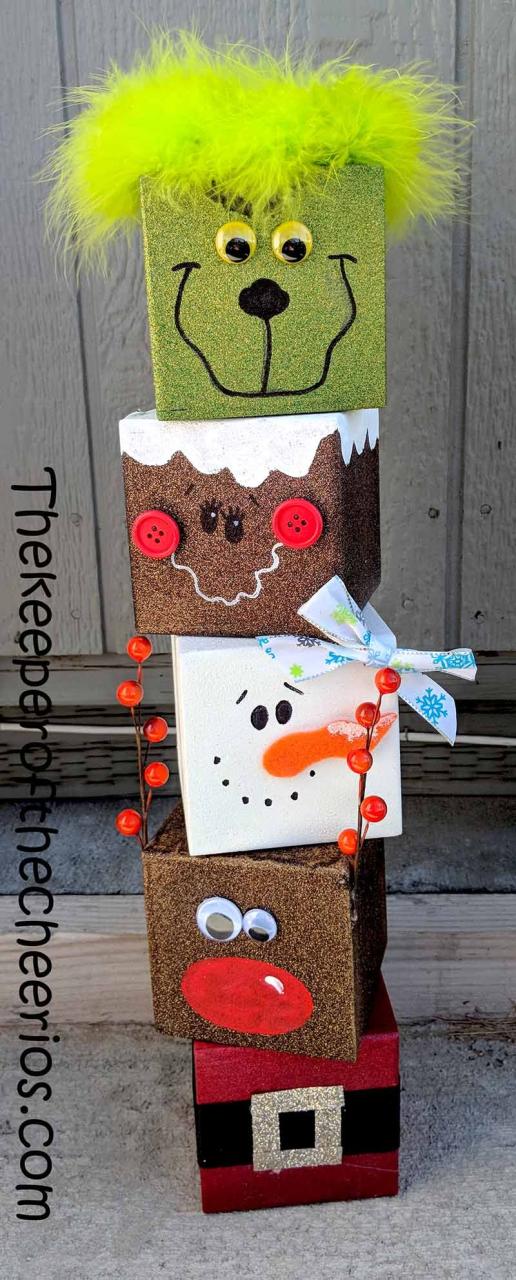 christmas decor wood blocks Christmas Craft Blocks The Keeper of the Cheerios Wooden christmas