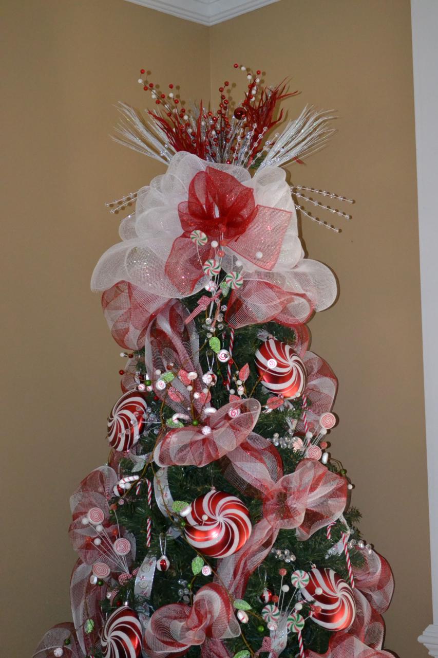 christmas tree decor with mesh Finished the Christmas Tree. Used deco mesh and assorted picks for the