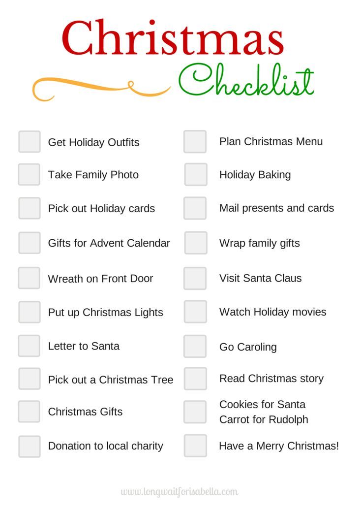 christmas decor ideas list Printable Christmas Checklist Long Wait For Isabella Christmas