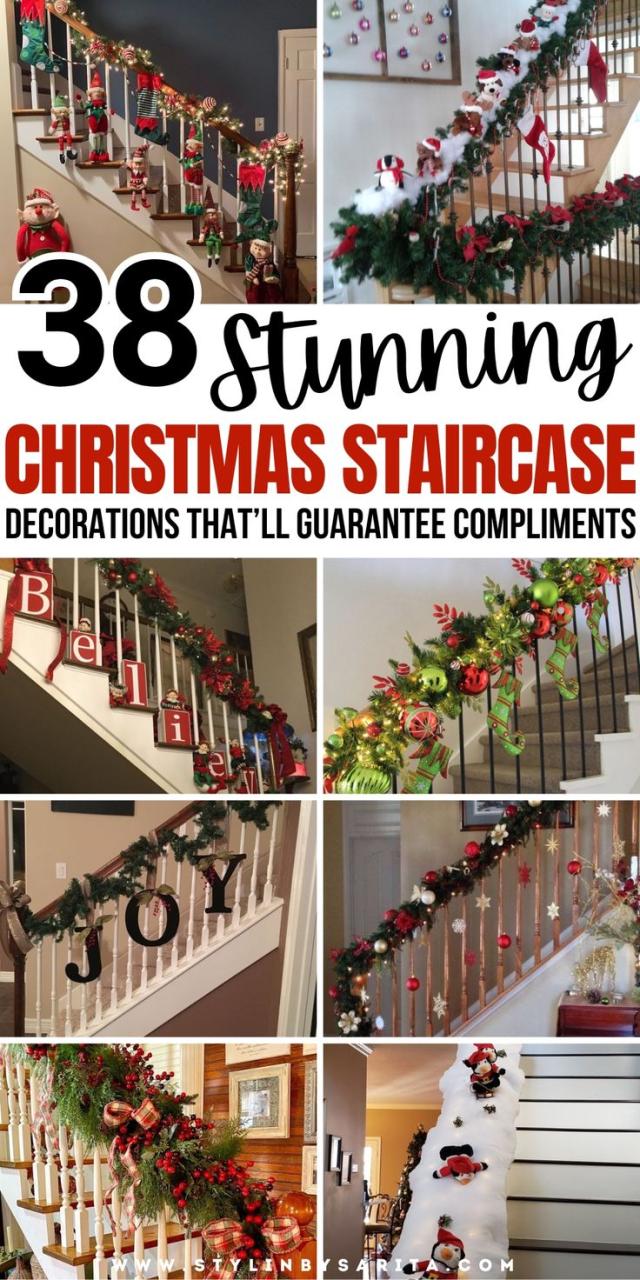 christmas decor for stairs 38 Stunning Christmas Staircase Decorations That'll Guarantee