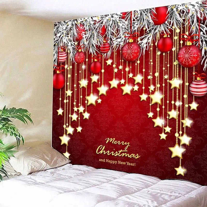 christmas star wall decor [32 OFF] Wall Decor Christmas Ball And Star Print Tapestry Rosegal